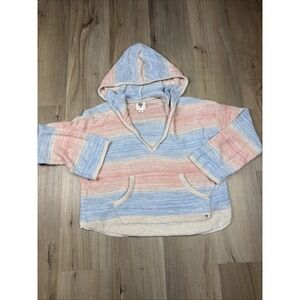 Billabong Baja Hoodie Medium Knit Beach Pullover Surf V Neck Kangaroo Pocket